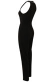 Black Jumpsuit With PU Mesh Panel