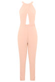 Pink Crossover Halter Neck Jumpsuit