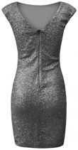 Gunmetal Grey Cap Sleeve Sequin Pencil Dress