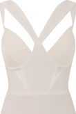 Cream Cut Out Textured Sleeveless Bodysuit 