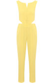 Yellow Side Cut Out Back Zip Up Jumpsuit 