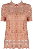 Pink Lace Insert Collared Tops