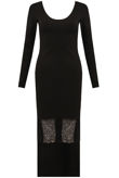 Black Lace Trim Dip Back Maxi Dress