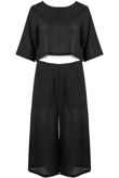 Black Broderie Anglaise Crop Top & Culottes Set