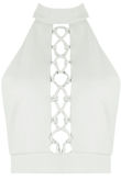 White Front Lace Tie Up Crop Tops