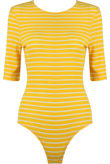 Yellow Stripe Half Sleeves Bodysuits