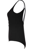 Black Plunge Front Bodysuit With Metal Ring 