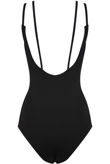Black Plunge Front Bodysuit With Metal Ring 
