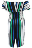 Green Stripes Frill Bardot Dress