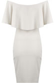 Off The Shoulder Frill Bodycon Dress In White