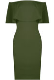 Off The Shoulder Frill Bodycon Dress In Khaki