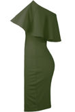 Off The Shoulder Frill Bodycon Dress In Khaki