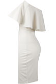 Off The Shoulder Frill Bodycon Dress In White