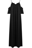 Black Cold Shoulder Lace Trim Maxi Dress