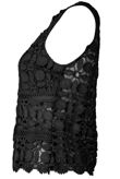 Black Crochet Mesh Insert Sleeveless Top