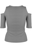 Grey Jersey Cold Shoulder Crop Top
