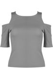 Grey Jersey Cold Shoulder Crop Top