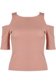 Rose Jersey Cold Shoulder Crop Top