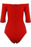 Red Off The Shoulder Bodysuits