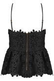 Black Floral Lace Crossover Top