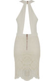 White High Neck Crochet Detail Dress with Cut Out Detail