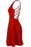 Red Strappy Back Skater Dress