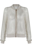 White Sheer Lace Bomber Jackets