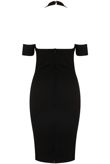 Black Off Shoulder Halterneck Bodycon Dress