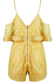 Applique Motif Overlay Playsuit In Yellow
