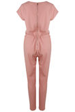 Pink Cap Sleeve Waist Tie Jumpsuit