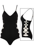 Black Lattice Exposed Sides Bodysuit