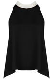 Black Chiffon Split Back Knot Tie Top