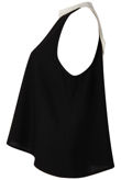 Black Chiffon Split Back Knot Tie Top