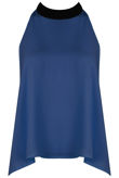 Royal Blue Chiffon Split Back Knot Tie Top