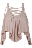 Rose Lace Up Faux Suede Crop Top