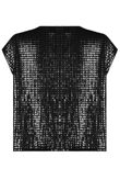 Black Sequin Textured Cap Sleeve Tops