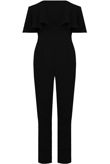 Black off Shoulder Frill Jumpsuit