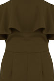 Khaki off Shoulder Frill Jumpsuit 