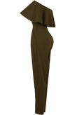 Khaki off Shoulder Frill Jumpsuit 