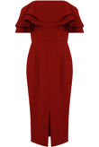 Wine Off Shoulder Bardot Dress