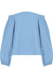 Blue Off Shoulder Knot Sleeve Blouse