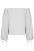 White Off Shoulder Knot Sleeve Blouse