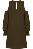 Khaki Cold Shoulder Back Button Up Shift Dress