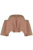 Beige Elasticated Off Shoulder Crop Top