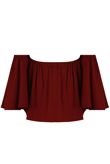 Wine Elasticated Off Shoulder Crop Top