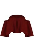 Wine Elasticated Off Shoulder Crop Top