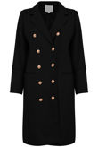 Black Double Breasted Wool Trench Coat