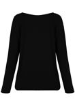 Black Wide Neck Textured Tops