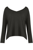Dark Grey Wide Neck Textured Tops