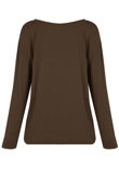 Khaki Wide Neck Textured Tops